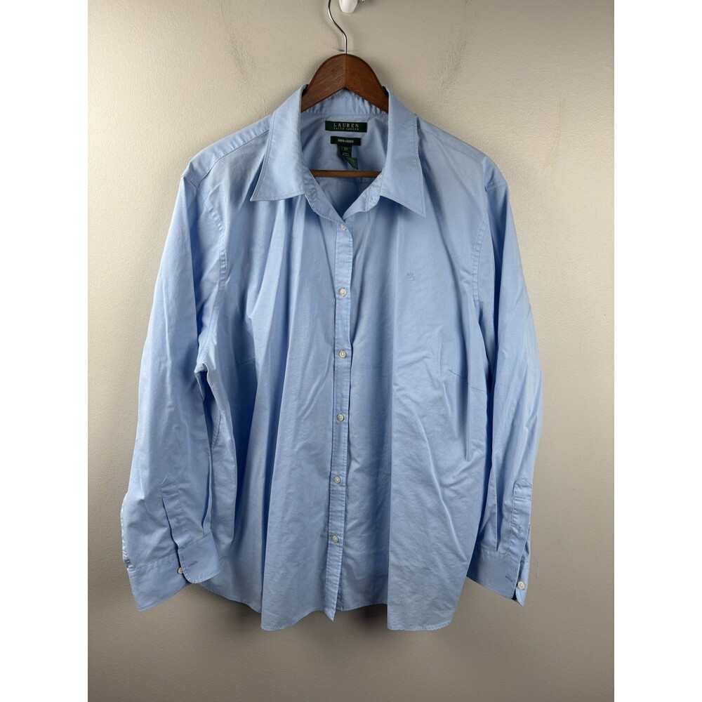 Lauren Ralph Lauren Shirt Womens Size 3XL Blue Button Down Long Sleeve Cotton